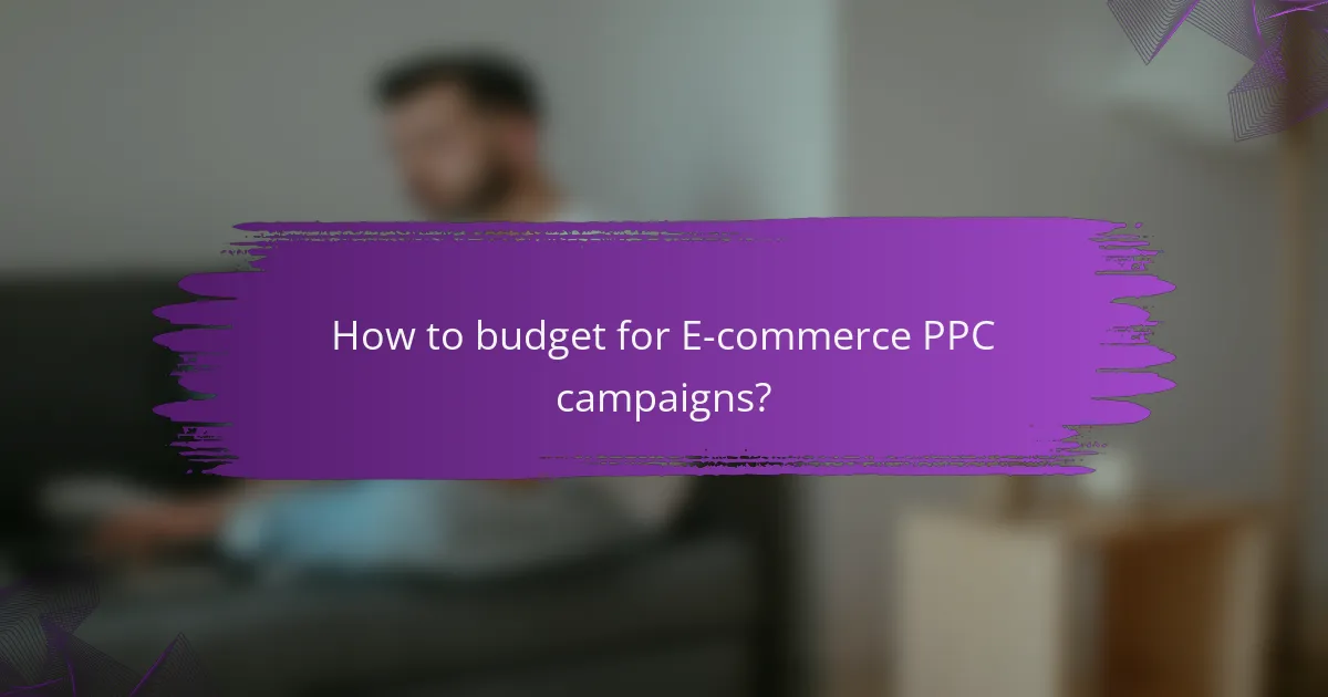 How to budget for E-commerce PPC campaigns?
